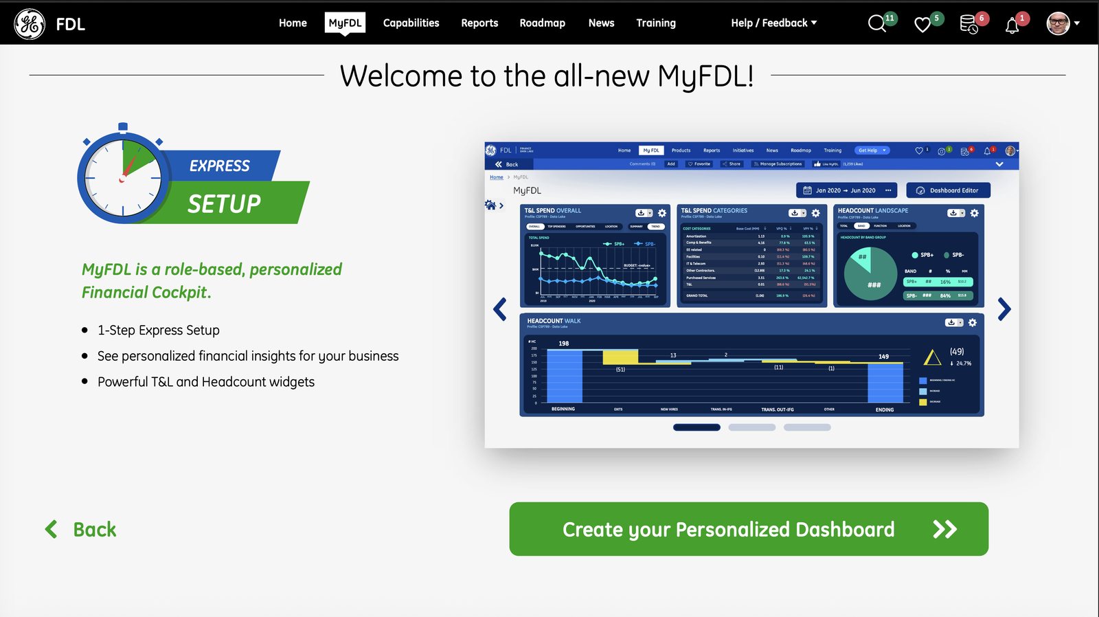 Welcome to the all-new MyFDL — Express Setup onboarding with one-step personalized dashboard creation